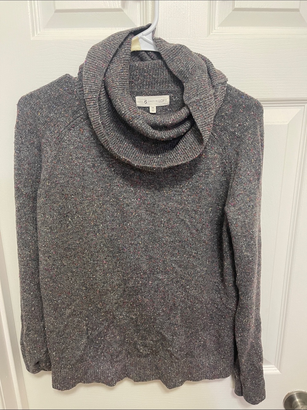 LOFT Lou & Grey Gray Flecked Cowl Neck Sweater